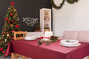 Клеенка Meiwagravu Снежинки красная ПВХ 140 см