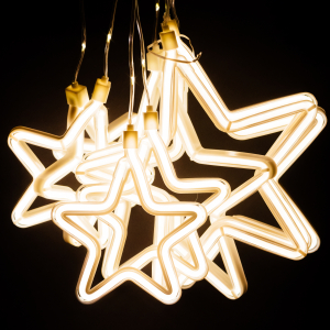 Гирлянда занавес со звездами 8 шт теплый белый 2x1 м