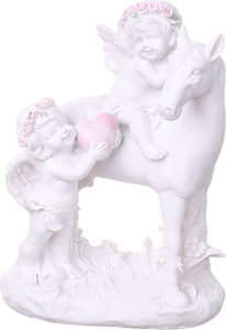 Статуэтка Ангелы с лошадью белый 14x12 cм
