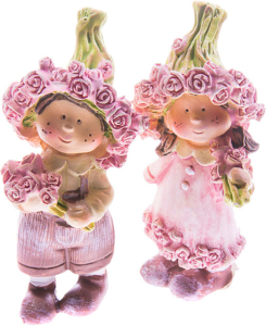 Статуэтка Мальчик и девочка розовая 8x4,5 cм