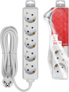 Удлинитель Duwi 32060 9 5 гнезд 3680 Вт с заземлением 3 м