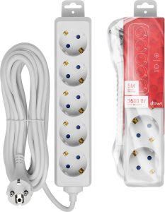 Удлинитель Duwi 32061 6 5 гнезд 3680 Вт с заземлением 5 м