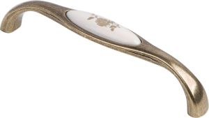 Ручка-скоба с фарфором 128 мм оксидированная бронза KERRON SF10-09-128 OAB