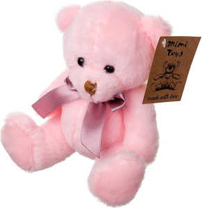 Мягкая игрушка Mimi Toys Мишка с атласным бантом 12х12х15 см цвет в ассортименте