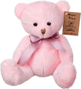 Мягкая игрушка Mimi Toys Мишка с атласным бантом 15х15х20 см цвет в ассортименте