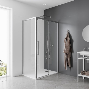 Душевое ограждение угловое левое SOLO 120х80х195 см в профиле хром