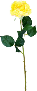 Искусственный цветок Роза желтая 52 см