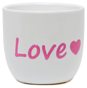 Горшок керамика love белый/светло-розовый D13,5 H12,5
