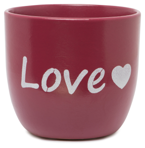 Горшок керамика love розовый/белый D13,5 H12,5