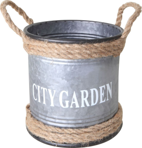 Горшок металл светло серый D15 H16