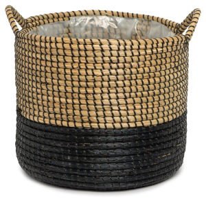 Кашпо плетеное с ручками черное D35 H32