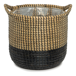 Кашпо плетеное с ручками черное D30 H28