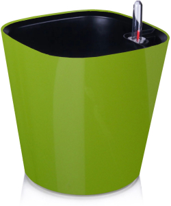 Горшок пластиковый квадратный автополив оливковый D21 H19