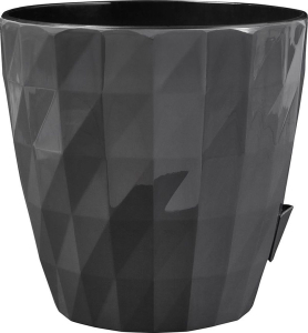 Кашпо со встроенным дренажем СОЛО"RUBY" антрацит D16,5 H16
