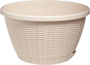 Кашпо с поддоном ПОДВЕСНОЕ кремовый D27 H16