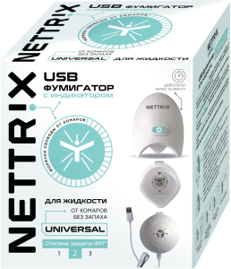 Фумигатор от комаров nettrix USB жидкость 9,5х10 см
