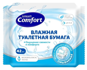 Влажная туалетная бумага биоразлагаемая COMFORT SMART гигиена 42 шт