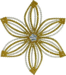 Ёлочная игрушка Снежинка EDEL 00-3 эдельвейс золотая/прозрачная 120x40 мм