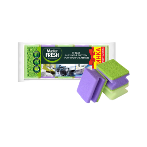 Губки для мытья посуды Mr. Fresh профилированные, яркие цвета, 5 шт.