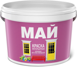 Краска акриловая интерьерная МАЙ белая ведро 2,5 кг