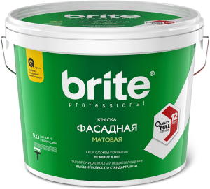 Краска фасадная силиконизированная BRITE PROFESSIONA белая база А ведро 9 л
