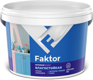 Краска для стен и потолков влагостойкая FAKTOR интерьерная белая ведро 2,5 кг