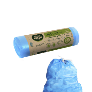 Пакеты для мусора Mr. Fresh ЭКО с усиленными завязками 35 л, голубой, 15 шт