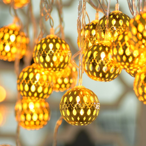 Электрогирлянда Нить VEGAS Металлические шары 10 теплых LED ламп 2 м + 5 м