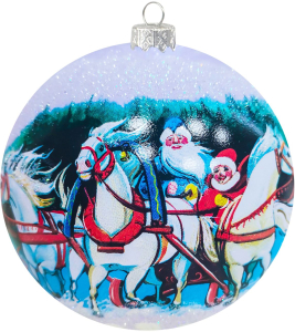 Новогодний шар Коломеев Тройка зимняя серия ВС 10 см в подарочной упаковке