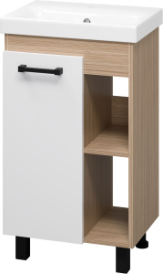 Тумба напольная под раковину MISTY Крафт 70х47 см МДФ белый/зебрано