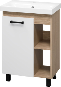 Тумба напольная под раковину MISTY Крафт 70х57 см МДФ белый/зебрано