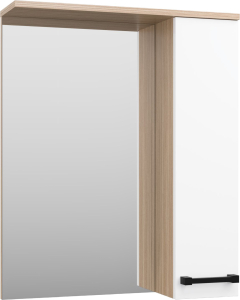 Зеркальный шкаф MISTY Крафт 60х75 см МДФ белый/зебрано правый