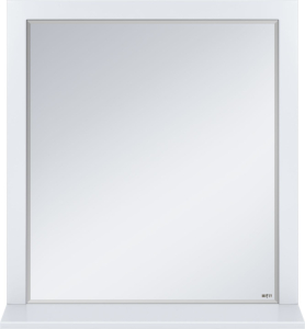 Зеркало навесное в раме с полкой MISTY Сахара 75х80 см МДФ белый