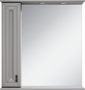 Зеркальный шкаф MISTY Лувр 75х80 МДФ серый левое