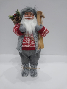 Дед Мороз с лыжами и подарками 60 см