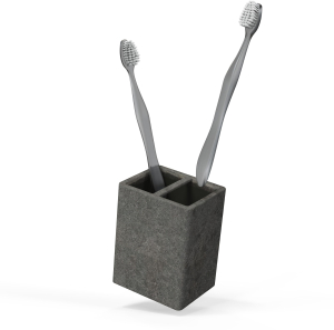 Стакан для зубных щеток настольный STONE BLACK полирезин