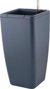 Горшок с автополивом InGreen Munchen 20л  8л, квадратный, вулканический серый