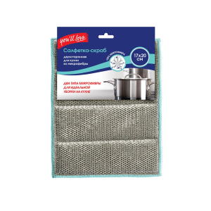 Салфетка-скраб You'll love двухсторонняя из микрофибры для кухни, зеленый