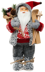 Дед Мороз с лыжами и подарками 30 см