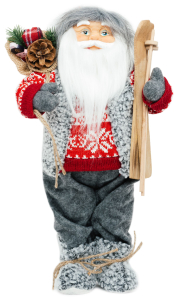 Дед Мороз с лыжами и подарками 40 см