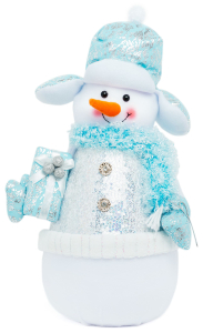 Снеговик 40 см полиэстер и пенопласт в полибеге золотой и серебрянный в ассорт.