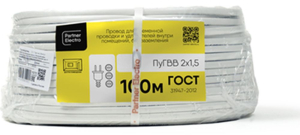 Провод Партнер-Электро ГОСТ ПУГВВ 2Х1,5 100м