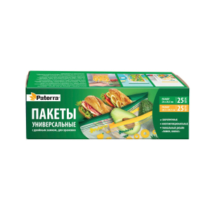 Пакеты Paterra универсальные с двойным замком, рисунком Лимон, ананас 50 шт