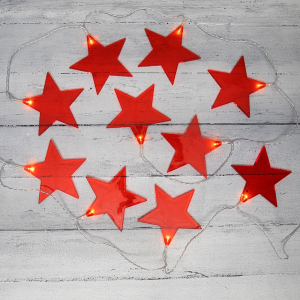 Гирлянда Neon-Night светодиодная Звездопад, красная 2,25 м, 10 LED, 2АА, белый