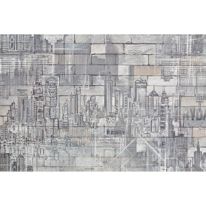 Виниловые обои PALITRA Manhattan 1,06х10,05 м, белый с рисунком