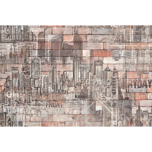 Виниловые обои PALITRA Manhattan 1,06х10,05 м, бежевый с рисунком