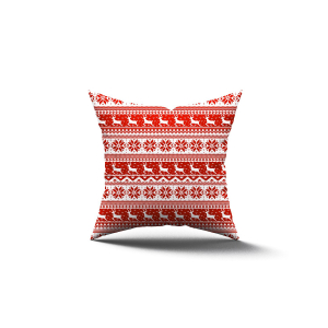 Подушка Ле-Гранд с принтом Праздничная, олени 40х40 см, красная