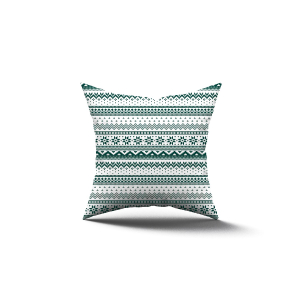 Подушка Ле-Гранд с принтом Праздничная, снежинки 40х40 см, зеленая