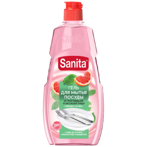 Средство для мытья посуды Sanita универсальное Грейпфрут и мята, 450 мл
