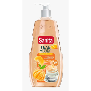 Средство для мытья посуды Sanita универсальное Мандарин и белый чай, 900 мл